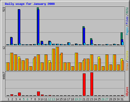 Daily usage for January 2008