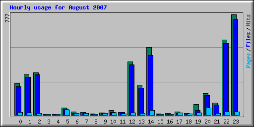 Hourly usage for August 2007