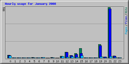 Hourly usage for January 2008